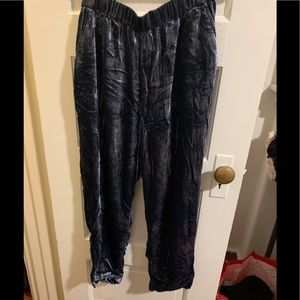 Vintage crushed blue velvet pants
